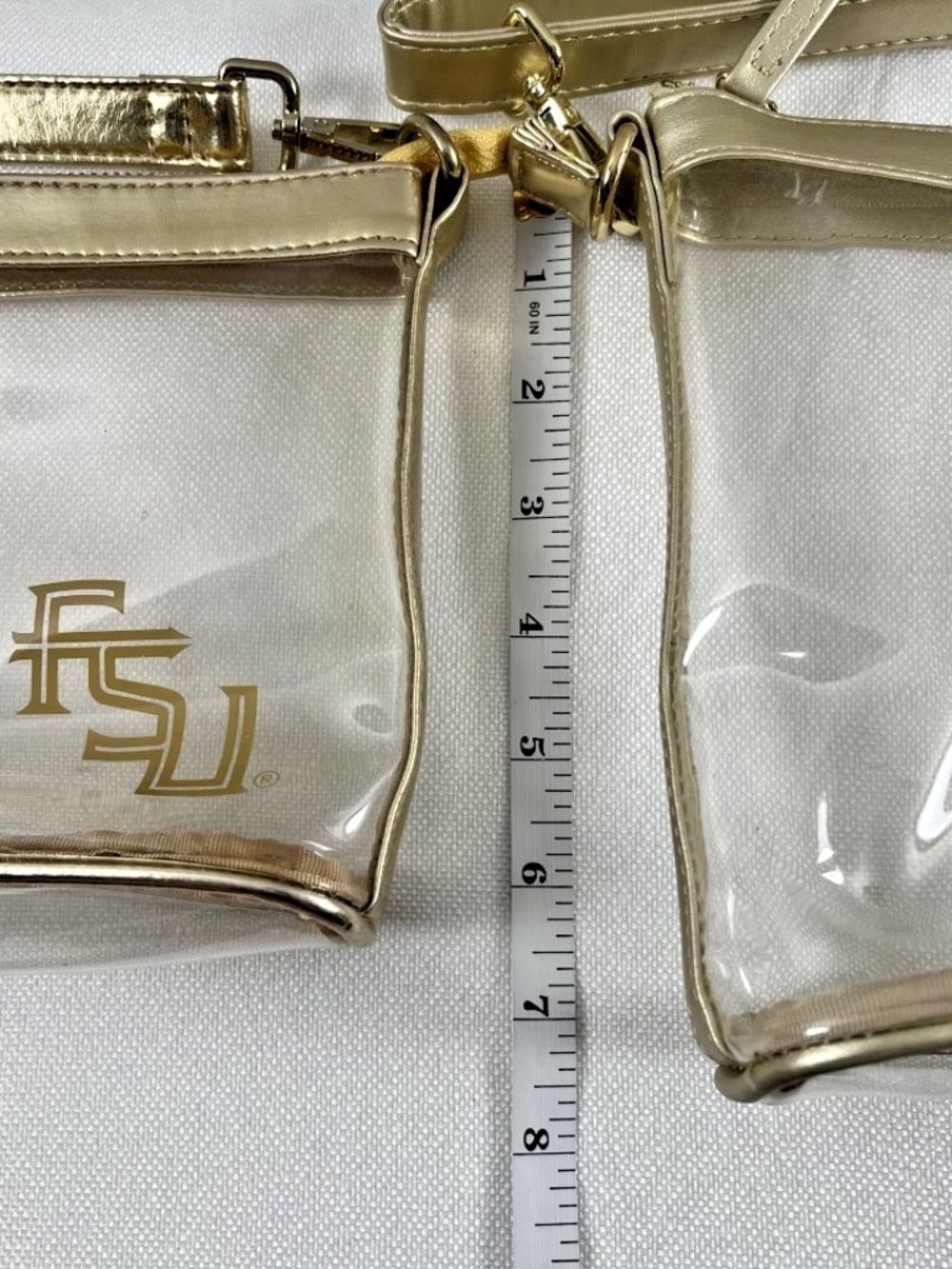 Capri Designs Clear Stadium Approved Bag Set of 2 FSU Florida State Gold Trim - Picture 4 of 6